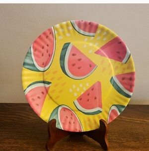 Watermelon Slice Decorative Melamibe Plate - Yellow & Pink